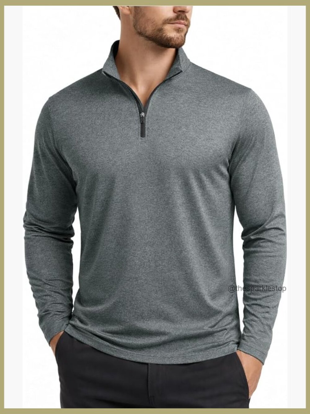 Fleece Lined Quarter Zip Pullover Midweight Golf Shirt Long Sleeve 4-Way Stretch